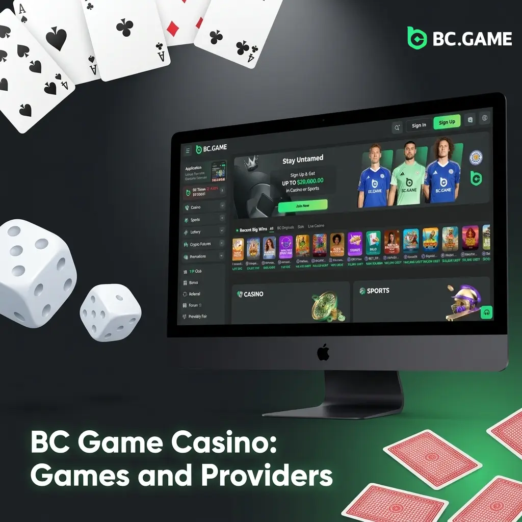 BC Game Casino lobby featuring 10,000+ slots, crash games, table games and live dealer titles from 100+ providers