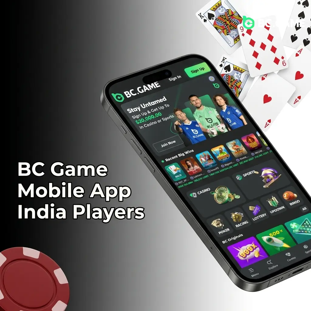 BC Game mobile app for India players showing Android APK and iOS PWA options for seamless casino gaming on all devices