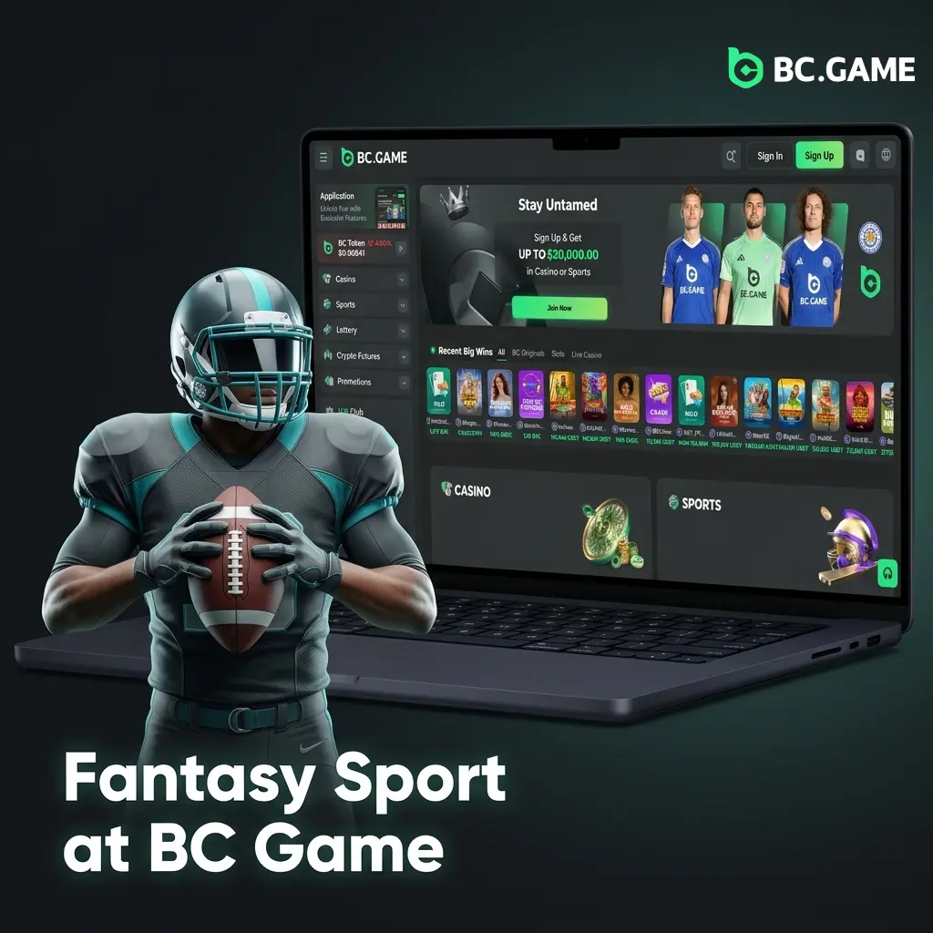 Fantasy sport on BC Game featuring cricket, football, basketball, baseball, NFL, and hockey virtual squad contests